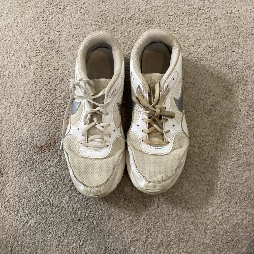 Nike Shoes | Very Noticeably Worn Air, Max Nike, Tennis Shoes And A Size 9 1/2 In Women's | Color: White | Size: 9.5