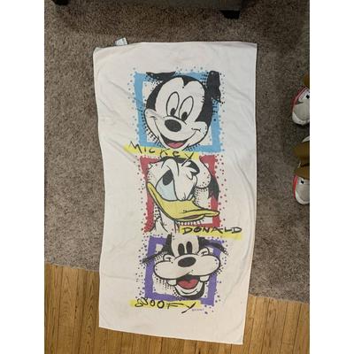 Disney Bath | Vintage 90s Mickey Goofy Donald Bath/ Swim Towel Cotton Disney Franco Brand | Color: White | Size: Os