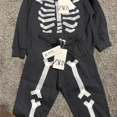 Zara Matching Sets | Zara Kids Skeleton Outfit - Black | Color: Black/White | Size: 3tb