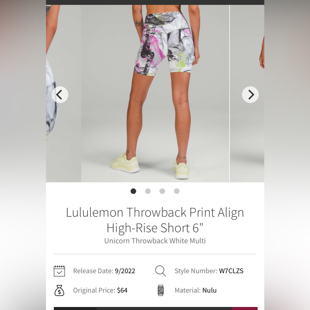 Lululemon Athletica Shorts | Women’s Lululemon Throwback Print Align High Rise Short 6” Size 12 | Color: White | Size: 12