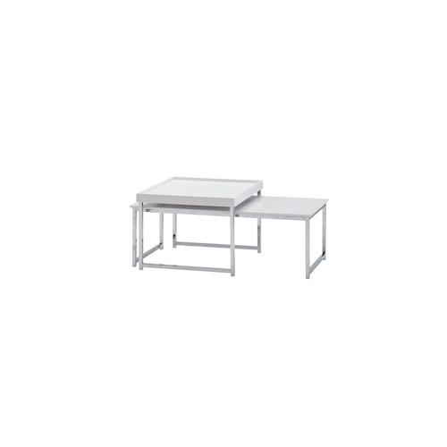 KADIMA DESIGN Couchtisch 2er Set Holz / Metall Sofatisch Eckig Weiß Modern, Beistelltisch 2-teilig, Design Wohnzimmertische, Holztisch
