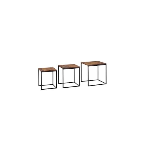 KADIMA DESIGN Satztisch 3er Set Sheesham Massivholz / Metall Beistelltisch Eckig Modern, Design Couchtisch 3-teilig, Wohnzimmertisch Platzsparend, Holztisch