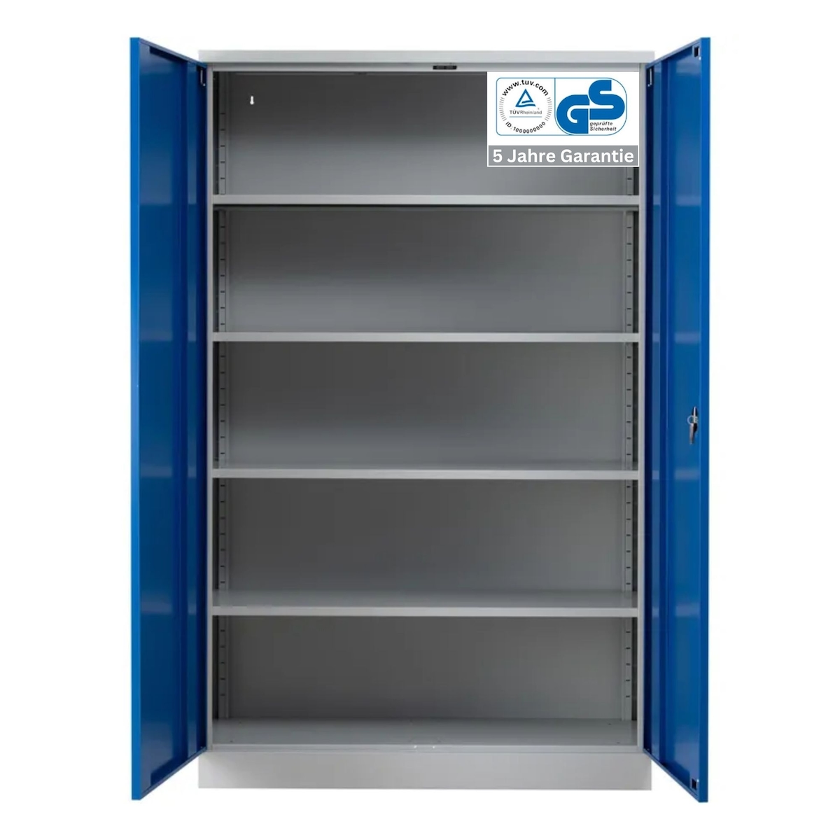 PROREGAL Stahlschrank BEE mit 10 lackierten Fachböden | HxBxT 195x120x60cm | Grau-Blau | Werkstattschrank Werkzeugschrank Aktenschrank Image