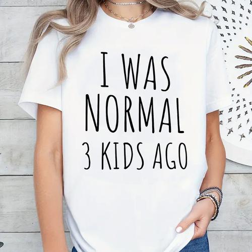 TEMU A Mother Of Children, A Gift For Mom, A Comfortable And Soft Sweatshirt For Women, A Round-neck T-shirt, Casual Short-sleeve Top For Spring And Summer.