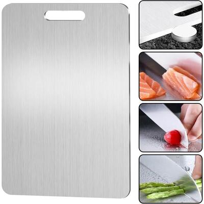 Schneidebrett aus Titan – beidseitig Edelstahl – BPA-frei – für Küche, Fleisch, Brot, Gemüse, Obst Image