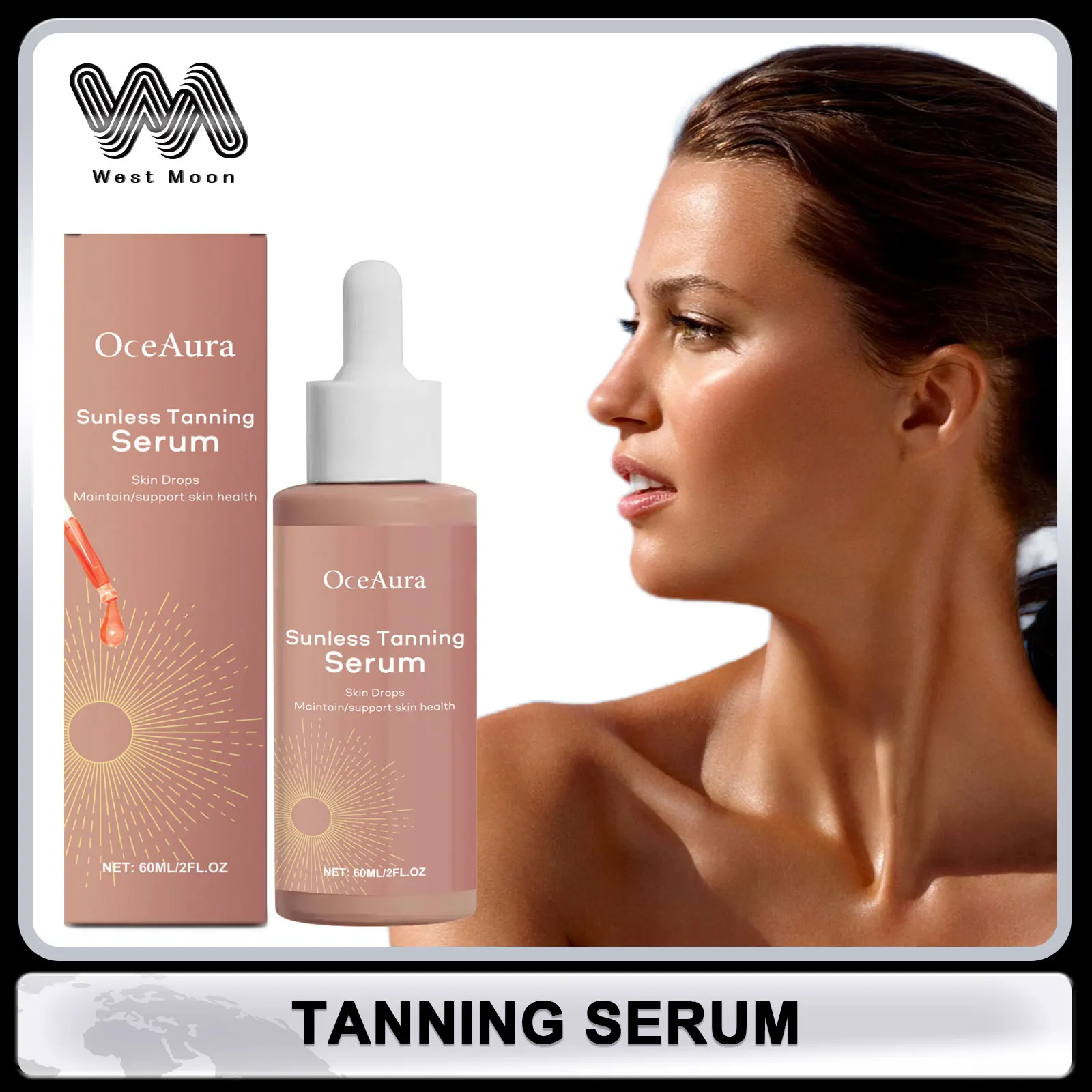 Selbstbräuner-Wasserserum für Gesicht, Körper, Haut, natürlicher, sonnenloser Outdoor-Beschleuniger, verhindert Trockenheit, natürliche Bräunung, steigende Essenz Image