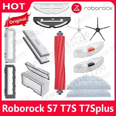 Original Roborock S7 S75 S7Plus Palettenteile Mopp Weiß/Schwarz Seitenbürste Hauptbürste/Rollenbürste Filter Wassertank Zubehör Image