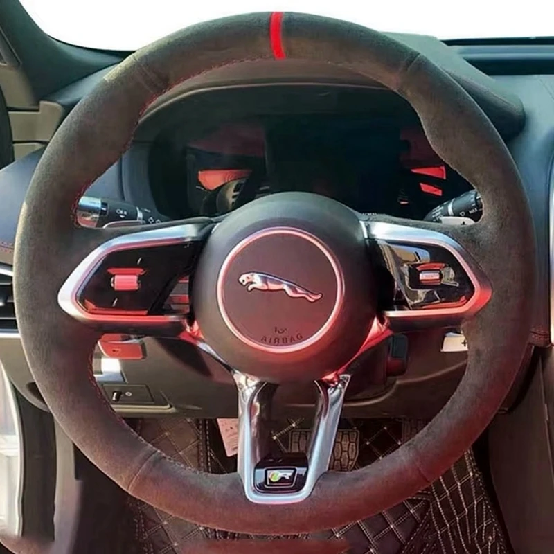 Für Jaguar XJ XEL F-PACE XFL E-PACEXF Hand Nähen Auto Lenkrad Weiche Wildleder Leder Abdeckung Trim Image