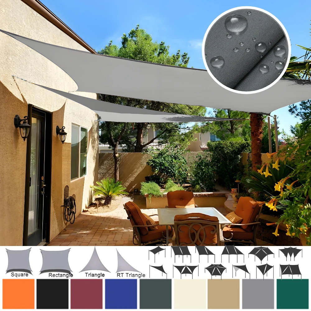 Wasserdichtes Sonnenschutzsegel, quadratisch, rechteckig, dreieckig, Gartenüberdachung, UV-Block, Pool-Schattenstoff, Sonnenschutz, Camping, Wandern, Zelte Image