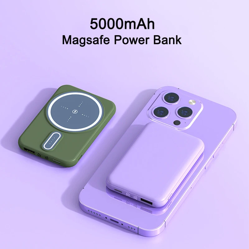 Magsafe Power Bank 5000 mAh Schnellladung Tragbares kabelloses Ladegerät Mini Powerbank für iPhone 15 Xiaomi Samsung Huawei Poverbank Image