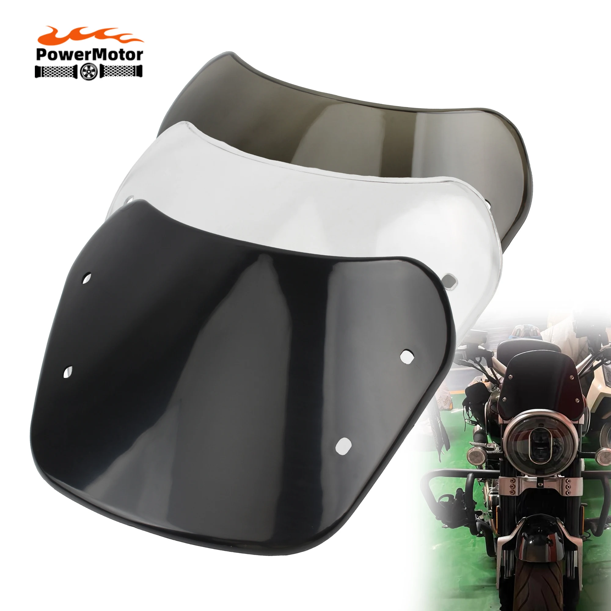 Universal 5-7 zoll Windschutzscheibe Windschutz Windabweiser Halterung Fit Für Suzuki Bandit Honda Hornet 600 Kawasaki Zephyr Z750 Image