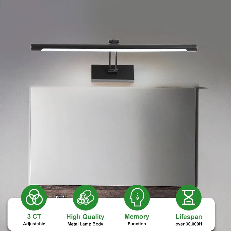 110–264 V LED-Spiegelleuchte, 50 cm, 3 Farbwechsel, Innenwandleuchte für Toilette, Badezimmer, Beleuchtung, Wandspiegel, Make-up-Licht