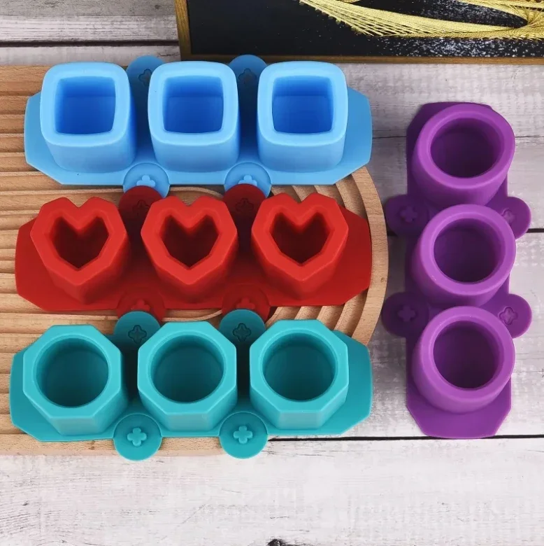 3 Loch runde Beton Blumentopf Vase Silikon form Gips Beton form für saftige Blumentopf DIY Aroma therapie Kerze Dekor Image