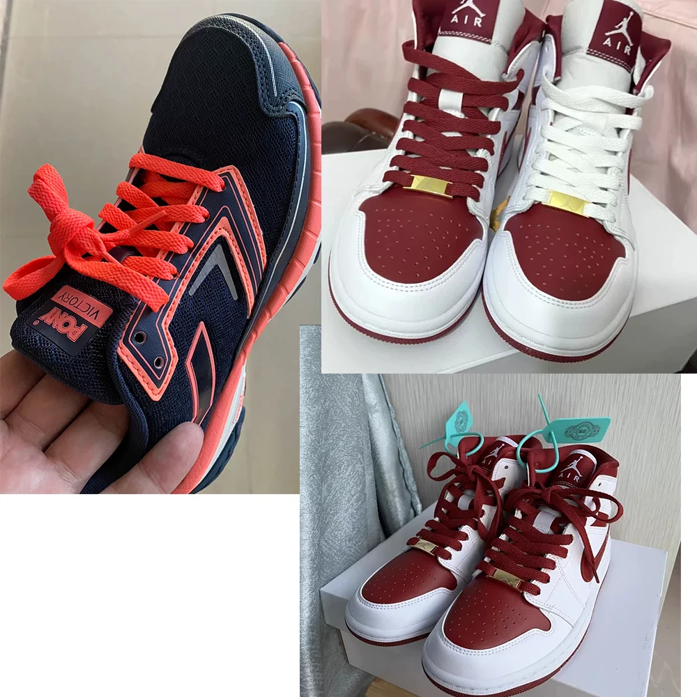 HIBERNI Flache Schnürsenkel für Sneakers/Adidas/Nike – 120 cm/140 cm Rot/Orange/Pink | Weiche und lebendige Schnürsenkel für AF1-Schuhe, 1 Paar Image