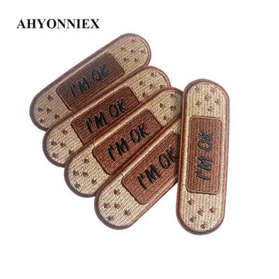 1/5/10 Pieces I'M OK Bandage Embroidery Repair Patches Bag Jacket Jeans Cartoon Iron On Parch for Clothes Small Glue Sticker
