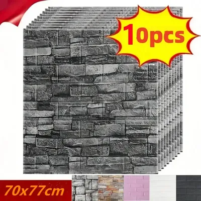10pcs 3D Wall Stickers Self Adhesive Wallpaper Panel Home Decor Living Room Bedroom Decoration