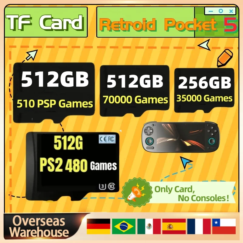 Pour Retroid Pocket 5 jeu Portable TF carte mémoire populaire classique rétro jeu vidéo PS2 PSP 3DS Android cadeau