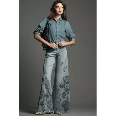 The Adi Mid-Rise Relaxed Flare Jeans by Pilcro: Patterned Edition