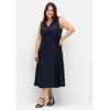 Cocktailkleid SHEEGO "Große Größen", Damen, Gr. 48, Normalgrößen, blau (marine), Obermaterial: 97% Baumwolle, 3% Elasthan;Futter: 95% Polyester, 5% Elasthan;Unterteil: 100% Polyester;Spitze: 100% Polyester, unifarben, elegant, figurumspielend...
