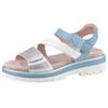 Plateausandaletten ARA "MALAGA", Damen, Gr. 42, blau (hellblau, weiß, silberfarben), Glattleder, Veloursleder, metallic, casual, Schuhe, Plateausandale, Klettschuh in bequemer Schuhweite G (= weit)