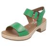 Sandalette REMONTE, Damen, Gr. 42, grün (apfelgrün), Leder, unifarben, feminin, Schuhe, Blockabsatz, Sommerschuh, Sandale mit Klettverschlüssen