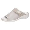 Pantolette WALDLÄUFER "HERIA", Damen, Gr. 6,5, grau (hellgrau), Textil, Nubukleder, metallic, klassisch, Schuhe, Bequemschuh, Hausschuh, Sommerschuh in Komfortweite H=sehr weit