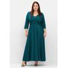 Cocktailkleid SHEEGO "Große Größen", Damen, Gr. 48, Normalgrößen, blau (petrol), Obermaterial: 66% Viskose, 16% Polyamid, 15% metallisierte Fasern, 3% Elasthan;Futter unten: 100% Polyester, unifarben, elegant, figurumspielend wadenlang,...