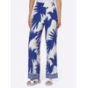 Palazzohose HEINE, Damen, Gr. 48, Normalgrößen, blau (royalblau, ecru, bedruckt), 100% Viskose, gemustert, mehrfarbig, bedruckt, lang, Hosen