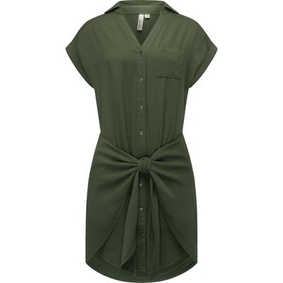 Blusenkleid RAGWEAR "Bahaya", Damen, Gr. XL (42), Normalgrößen, grün (olivgrün), 100% Viskose, modisch, figurumspielend ca. Mitte Oberschenkel, V-Ausschnitt, Kurzarm weit Umschlagbund, Kleider, stylisches Damen Sommerkleid mit Bindeband Image
