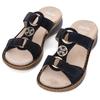 Pantolette ARA "HAWAII", Damen, Gr. 36, blau (nachtblau), Ziegenveloursleder, unifarben, modisch, Schuhe, Keilabsatz, Sommerschuh, Schlappen mit Klett