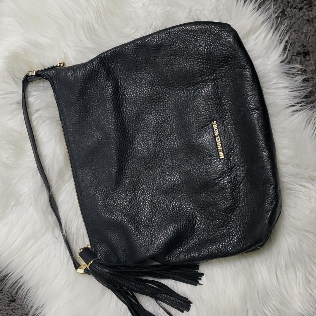 Michael Kors Bags | {Mk Michael Kors} Bag Purse Black Leather | Color: Black/Red | Size: 14 X 12 X 4