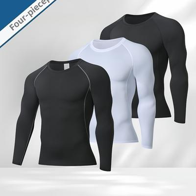 TEMU Elite Long Sleeve, 3pcs-combination Pack/mixed Pack, Men' Quick-drying Tight Long Sleeve Image
