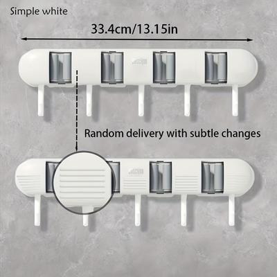 TEMU -mounted Mop And Organizer , 5-slot Plastic Storage For Bathroom, No-drill Clamps, Heavy- Tool Image