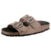 Pantolette VERBENAS "Randell Serraje Tachas", Damen, Gr. 39, grau (taupe), Leder, casual, Schuhe, Sommerschuh, Schlappen, Hausschuh mit zwei verstellbaren Schnallen