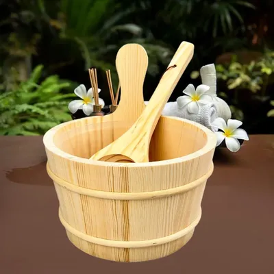 Sauna Wood Bucket Set Portable SPA Steaming Bathroom Tool Tub Barrel Multifunctionlal Milk Pail for Men Women Spa Accessory