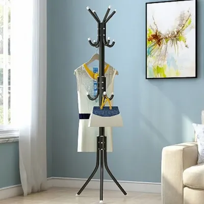 Coat Rack Standing Metal Hat Hanger 12 Hook for Jacket Umbrella Tree Stand Black for Home Living Room Clothing Storage