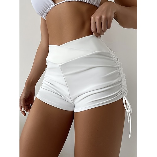 Damen Badebekleidung dehnbare Boxershorts Badeanzug hohe Taille Urlaub Strandbekleidung einfarbig ärmellos Badeanzüge