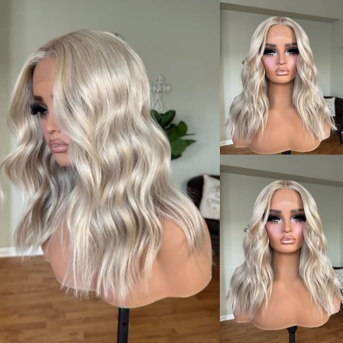 Remy Echthaar 5x5 Verschluss 13x4 Spitzenfront Perücke Kurzer Bob Brasilianisches Haar Gewellt Mehrfarbig Perücke 130% 150% Haardichte mit Babyhaaren Hervorgehobenes / Balayage-Haar Natürlicher Image