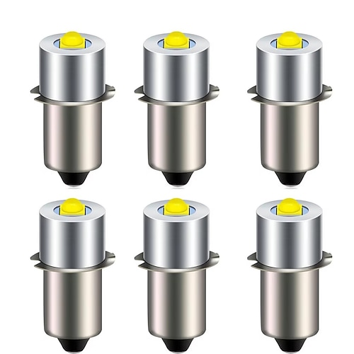 6 Stück Taschenlampen-LED-Lampen, Lichtquelle, P13.5s, BA9s, E10, LED-Lampe, 3 W, Plug-in-Licht, hohe Helligkeit, kleine Glühbirne, 3 V, 6 V, 12 V, 24 V, 1 LED-Perle, 3535, warmweiß Image