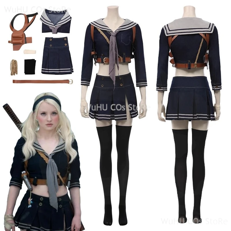 Emily Cosplay Erwachsene 2011 Film Sucker Cos Punch Outfit Kostüm Rock Gürtel Verkleidung JK Kleid Frauen Halloween Karneval Party Tuch Image