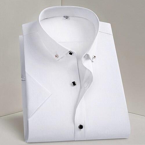 Herren Kleidhemd Knitterfrei Knopfhemd Karomuster Hochzeit Outdoor Hellblau Schwarz Weiß Rosa Kurzarm Kentkragen Sommer Frühling Bekleidung Image