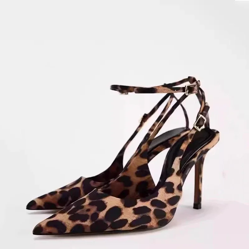 Neue Leopard Print Spitz Büro Dame Schuhe Herbst Designer Flach Stilettos Große Größe Ankle Strap Frauen High Heels Pumps