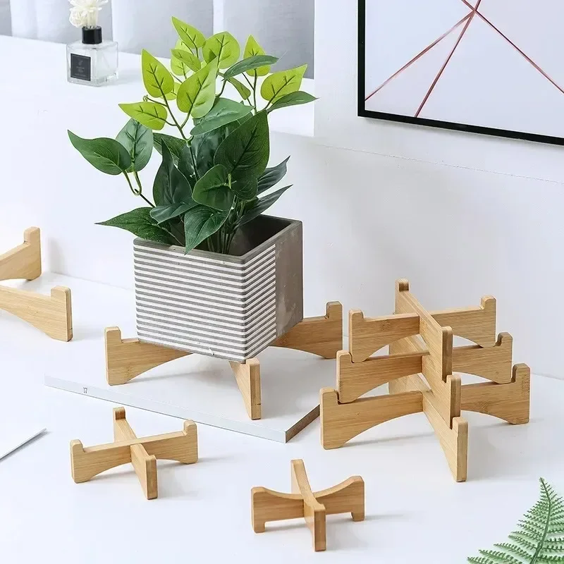 Nordic Ins minimalistischen Stil Holz Blumentopf Basis S - L Größe moderne Mode personalisierte Kreuzform Holz Tablett Rack Home Decor Image
