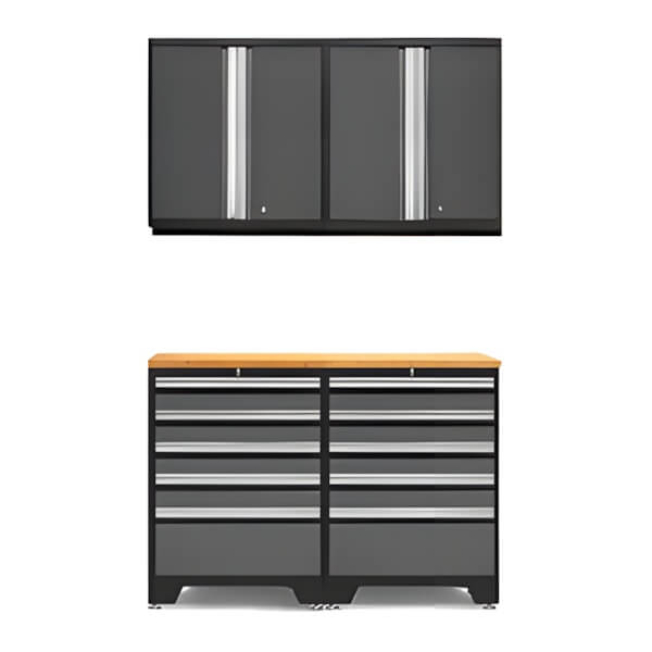 NewAge Garage Cabinets PRO Grey 5-Piece Workbench System with Bamboo Top