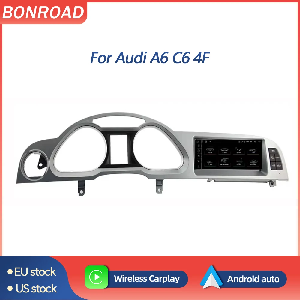 Bonroad Drahtlose CarPlay Android Auto Multimedia Player Für Audi A6 C6 4F 2005-2012 MMI 2G 3G Bluetooth GPS Radio Stereo Bildschirm Image