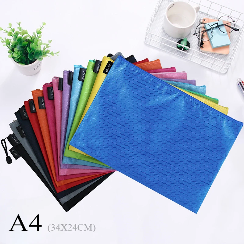 A4 Mehrfarbige Reißverschlusstasche Aktentasche Wasserdichter Reißverschlussordner Wasserdicht Oxford A4 Schulbürobedarf Federmäppchen Aufbewahrungstasche Image