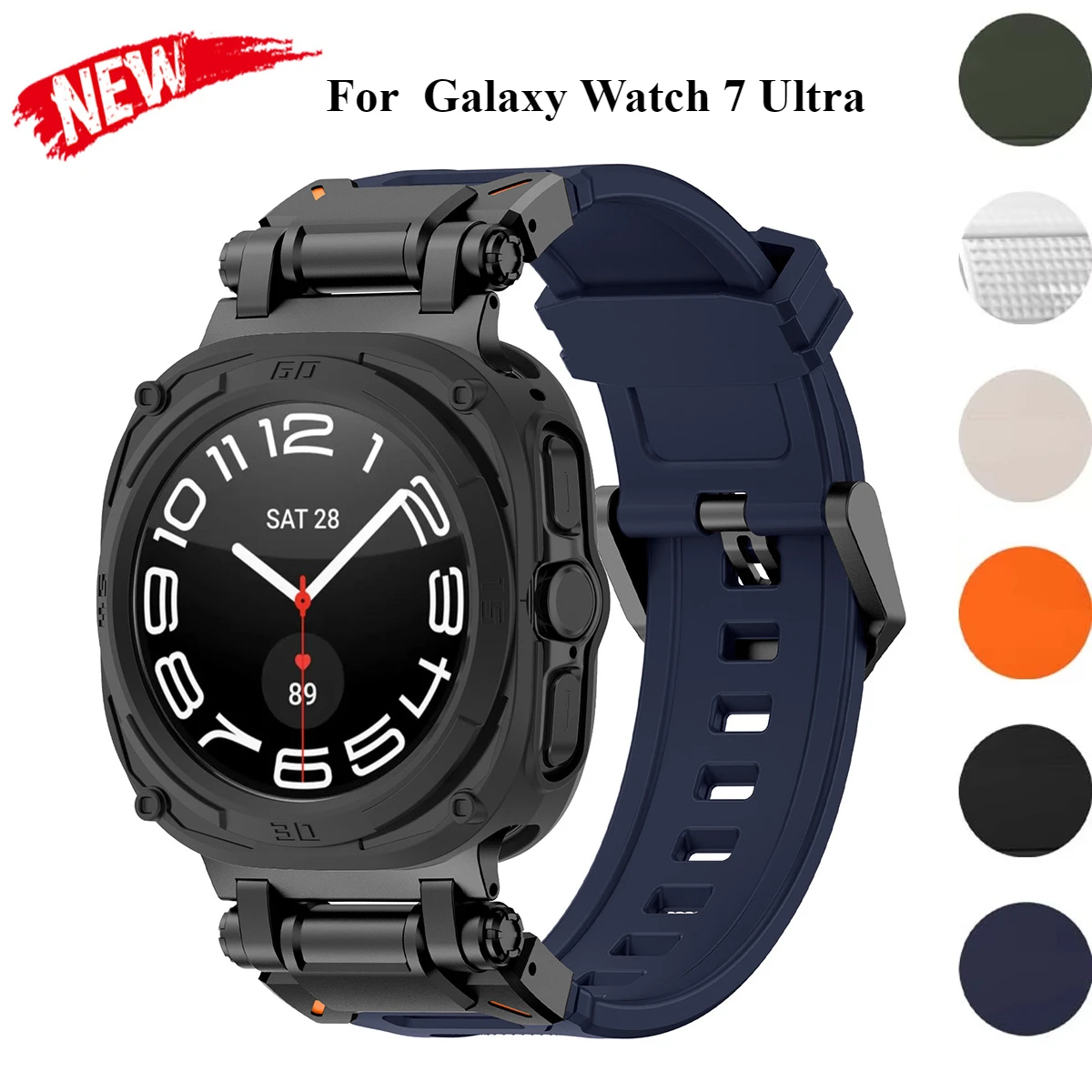 Gehäuse + Armband für Samsung Galaxy Watch 7 Ultra, weiches TPU-Silikonband, Metallgehäuse für Samsung Galaxy Watch 7 Ultra, kein Lücken-Armband Image