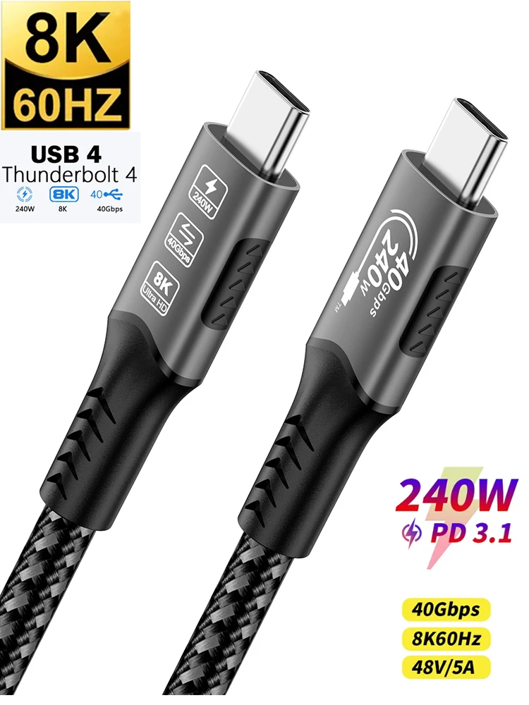 8K 240W-typ-c Kabel Unterstützung 8K 60Hz 40Gbps Schnelle Lade Kompatibel Thunderbolt4/3Kabel Daten transfer Ladegerät FÜR HUAWEI Xiaomi Image