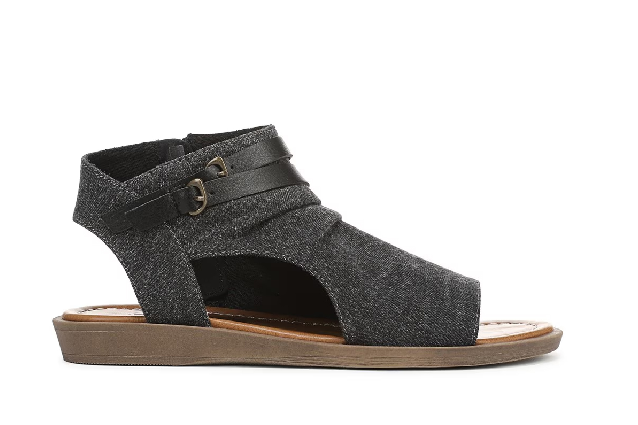 Blowfish Malibu Damen-Sandalen mit Riemchen und niedrigem Keilabsatz, Anthrazit, Denver