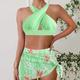 Per donna Costumi da bagno Bikini Due pezzi Birichino Costume da bagno Push-Up Lavorato a maglia Vacanza Tropicale Floreale Blocco di colori All'americana Senza Maniche Costumi da bagno